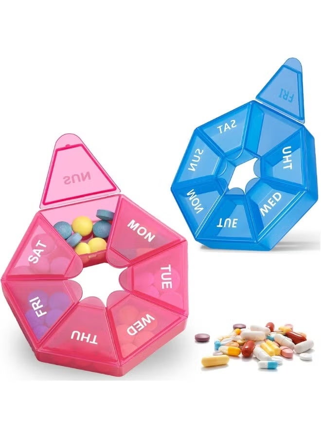 منظم حبوب يومي لمدة 7 أيام، علبة صغيرة الحجم مناسبة للسفر للفيتامينات والمكملات الغذائية، سهلة الحمل والتنظيم. - Image 1